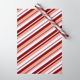 [ Thumbnail: Lavender, Maroon, and Dark Salmon Colored Striped/Lined Pattern Wrapping Paper ]
