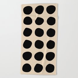Irregular Polka Dots black and cream Beach Towel