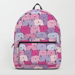 Cats pattern in Pastels , cute kitty cats in pink and purple Backpack
