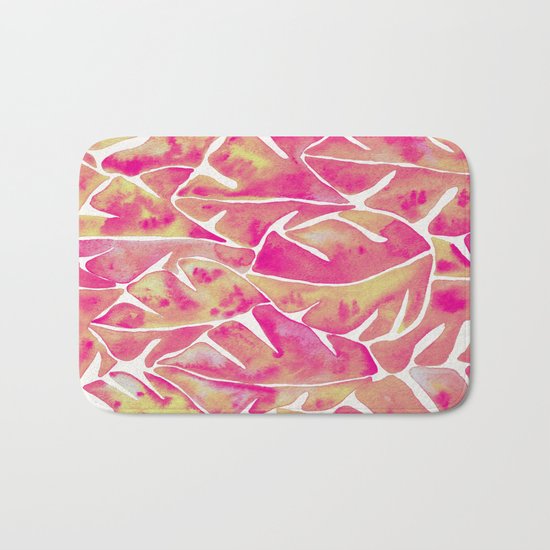Split Leaf Philodendron – Pink Bath Mat
