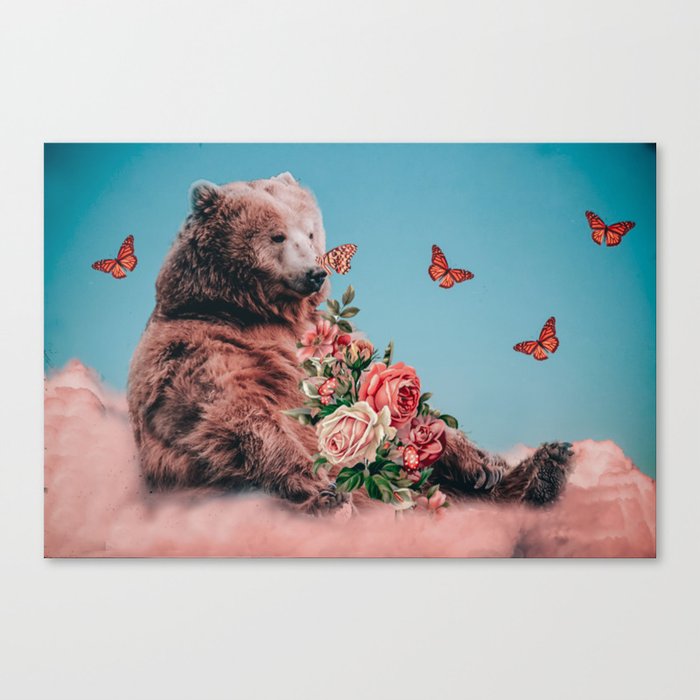 Bear on the cloud Canvas Print
