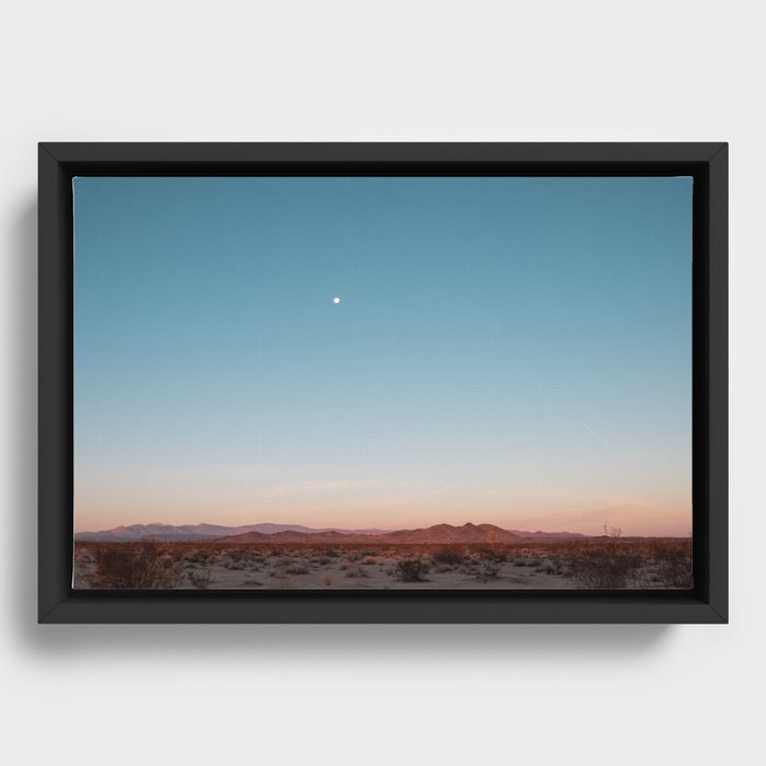 Desert Sky with Harvest Moon Framed Canvas