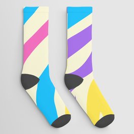 Mid Century Modern Zebra Print Pattern - Vibrant Colors Socks