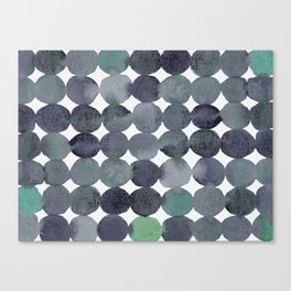 Dots pattern - grey and green Canvas Print