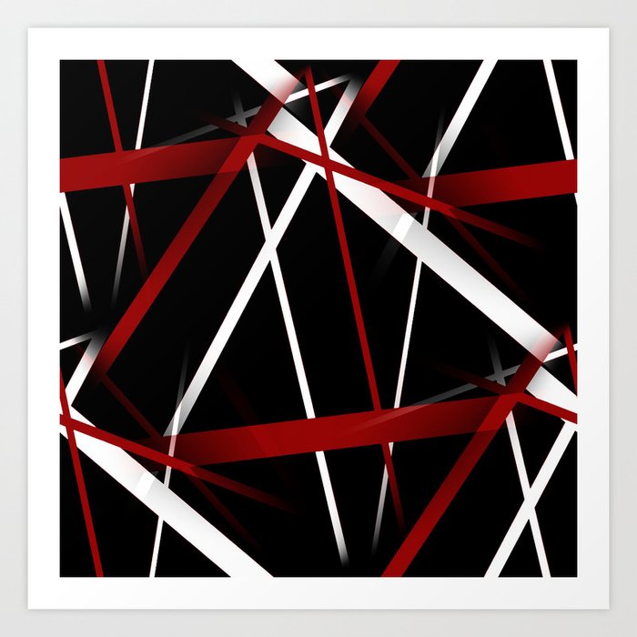 Seamless Red and White Stripes on A Black Background Art Print by taiche |  Society6