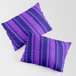 [ Thumbnail: Blue & Purple Colored Pattern of Stripes Pillow Sham ]