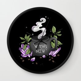 Witch's Brew Wall Clock | Smoke, Brew, Witchcraft, Witch, Coffee, Amethyst, Graphicdesign, Caffeine, Halloween, Magick 