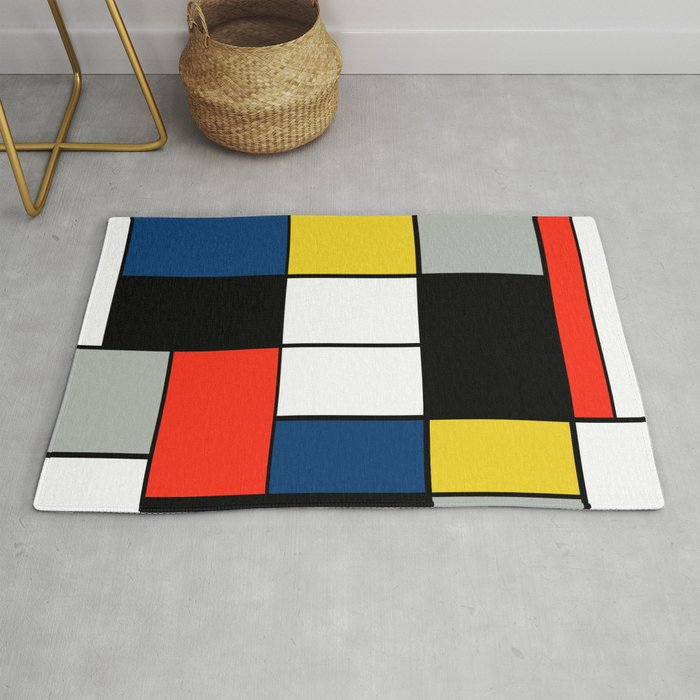 Piet Mondrian - Large Composition A with Black, Red, Gray, Yellow and Blue, 1930 Artwork Rug