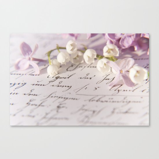 Loveletter - Springflower and old letter - Photography Canvas Print