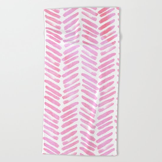 Handpainted Chevron pattern - pink and pink ;) Beach Towel
