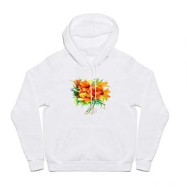 Californian Poippies Hoody | Orangeflowers, Poppies, Orangedesign, Watercolorpoppies, Californiapoppies, Floralpainting, Orange, Orangepainting, Floralart, Poppy 