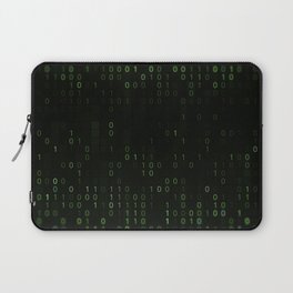 Green background of matrix with binary code Laptop Sleeve