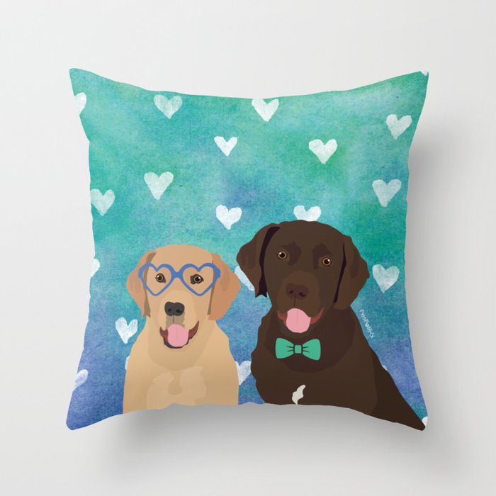 Labrador Retrievers Watercolor Throw Pillow