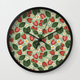 Strawberry Fields Illustrated Pattern Wall Clock