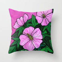 Pink Hibiscus Throw Pillow
