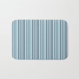 [ Thumbnail: Light Slate Gray and Powder Blue Colored Lines/Stripes Pattern Bath Mat ]