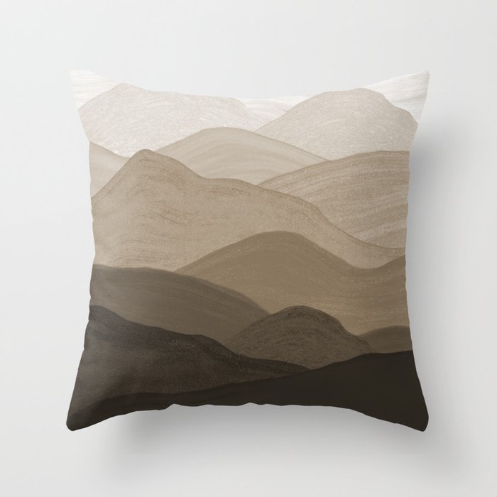 Ombre Mountain Landscape (tan/brown) Throw Pillow