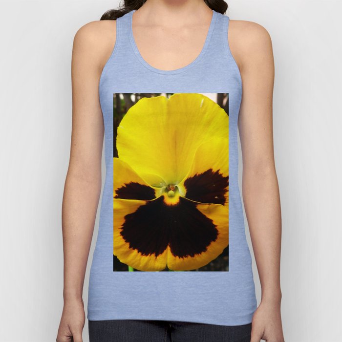 Golden Black Eyed Pansy Violet Yellow Flower Tank Top