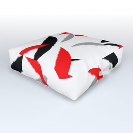black white red grey abstract minimal pattern Outdoor Floor Cushion