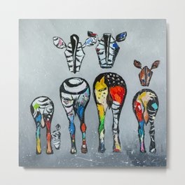 Zebra's family Metal Print | Zebras, Painting, Zebra, Abstractzebra, Oil, Colorfulzebras 