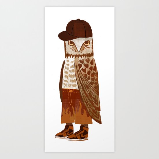 Hip Hop Owl Art Print