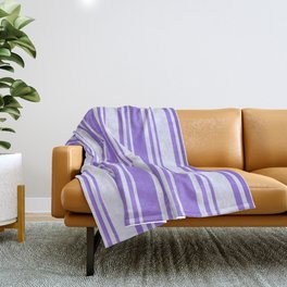 [ Thumbnail: Purple and Lavender Colored Striped Pattern Throw Blanket ]