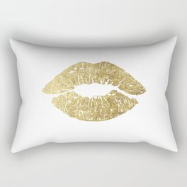 Gold Lips, Vanity Decor Rectangular Pillow