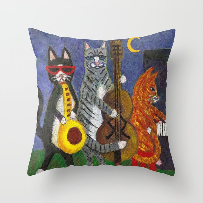 Jazz Cats Throw Pillow