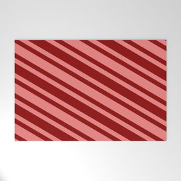 [ Thumbnail: Light Coral and Dark Red Colored Striped/Lined Pattern Welcome Mat ]