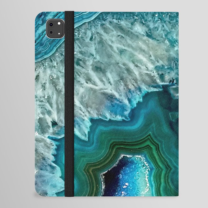 Aqua turquoise agate mineral gem stone iPad Folio Case
