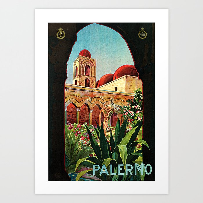 PALERMO SICILY Church of San Cataldo Vintage Italy Travel Poster Art Print