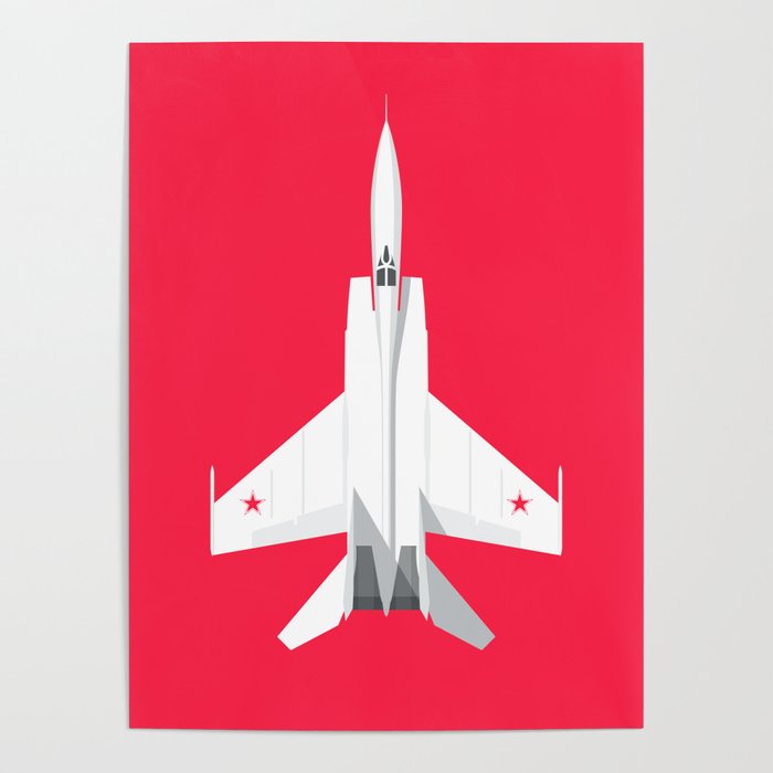 MiG-25 Foxbat Interceptor Jet Aircraft - Crimson Poster