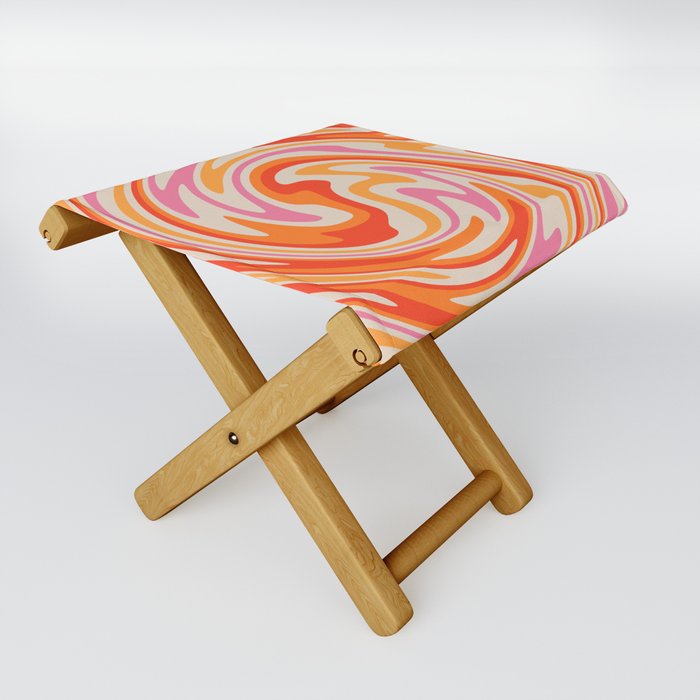 70s Retro Swirl Color Abstract Folding Stool
