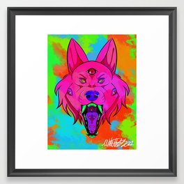 Crazy Pink Wolf Framed Art Print