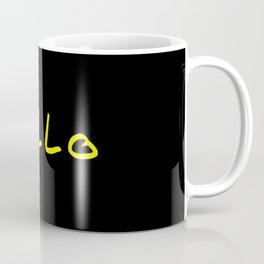 hello 9- yellow and black Mug