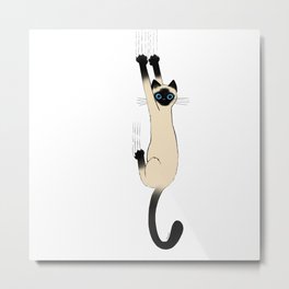 Siamese Cat Hanging On Metal Print