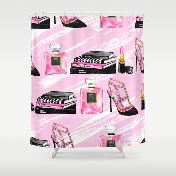 Come Up With Cloudy Stun Pink Chanel, Designer Shower Curtains Chanel