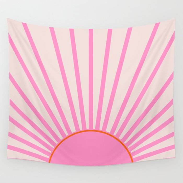 Le Soleil 01 Retro Sun Print Pink Aesthetic Preppy Decor