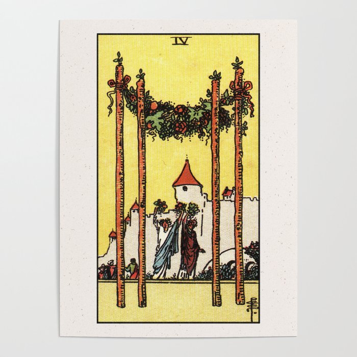 FOUR OF WANDS / WHITE Poster