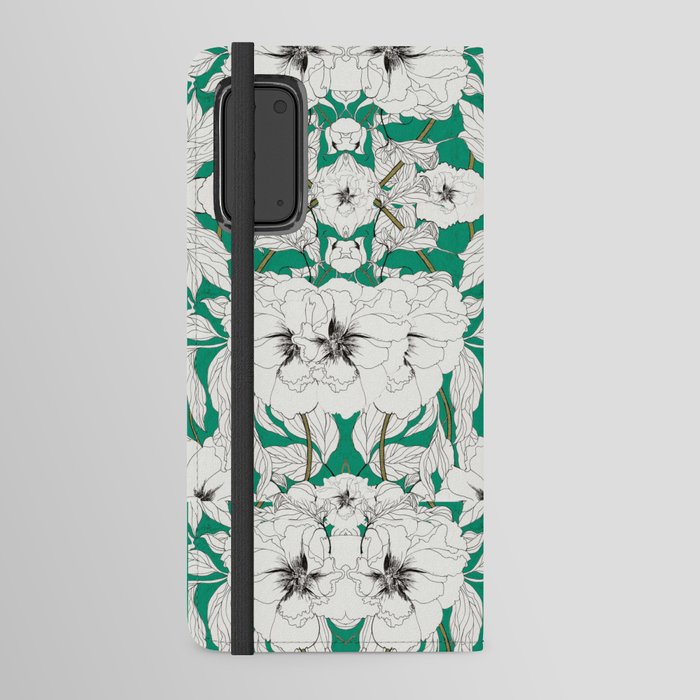 green peonies Android Wallet Case