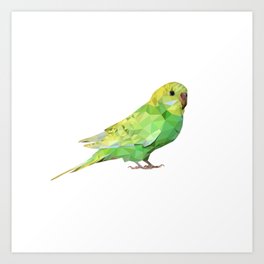 Geometric green parakeet Art Print
