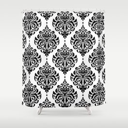 Black and White Damask Shower Curtain