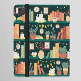 Hygge library iPad Folio Case | Bookshelf, Leaf, Plant, Potted, Garden, Green, Cozy, Librarybooks, Home, Tea 