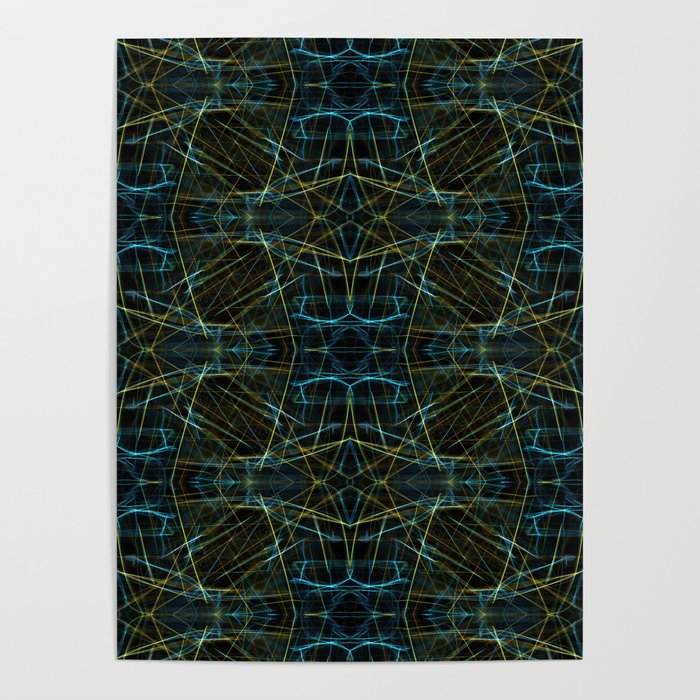Liquid Light Series 67 ~ Blue & Yellow Abstract Fractal Pattern Poster