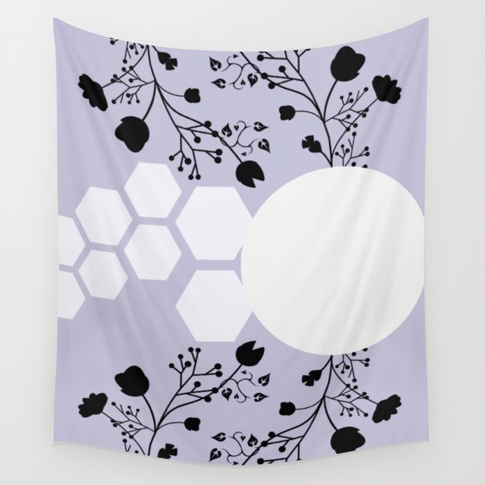 Flowers Beehive And Light Grey Sun Wall Tapestry