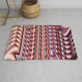 Pink Tones Check Wave Abstract Area & Throw Rug