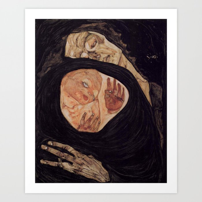 Egon Schiele Tote Mutter-Wife died when Pregnant 1910 Art Print