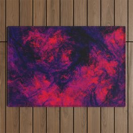 Dark Red and Purple Abstract Splash Digital Artwork Outdoor Rug