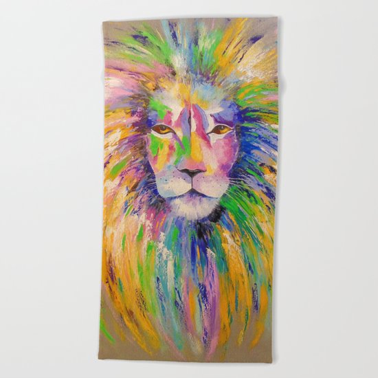 Colorful lion Beach Towel