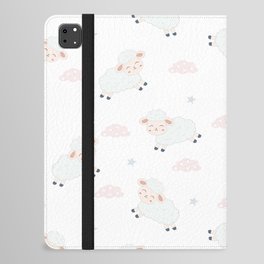 Cute Sheeps on Clouds with Stars iPad Folio Case